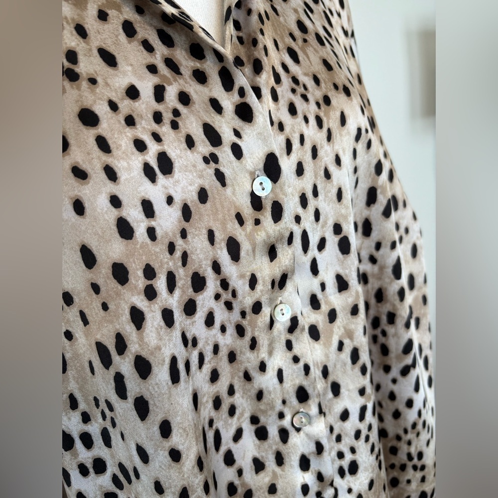 Laura Plus Animal Print Satin Button Up Blouse 1X - Picture 9 of 15